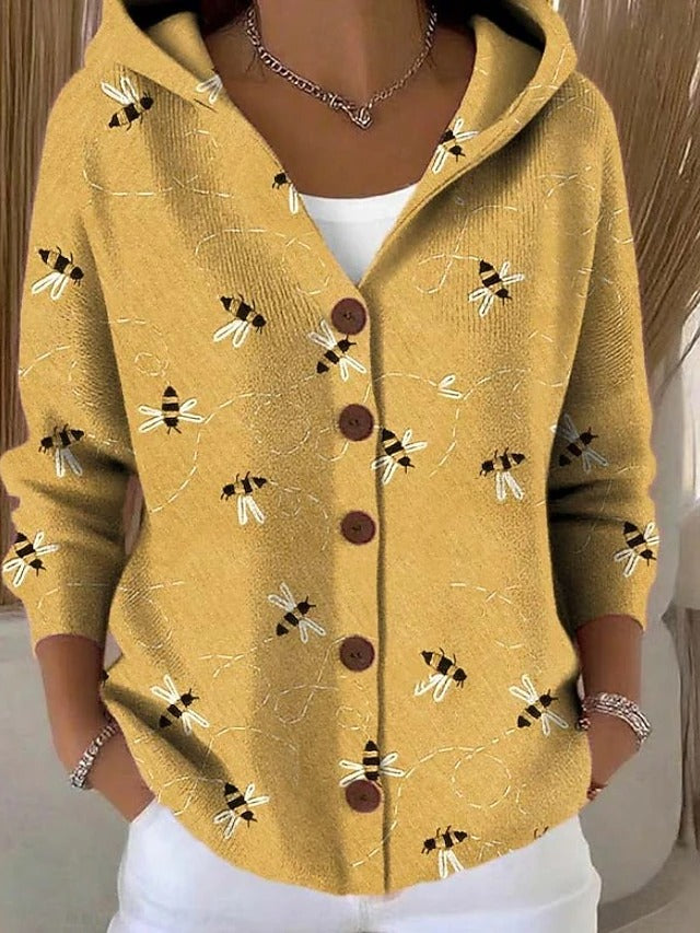 Amelia - Women's Cozy Cardigan with Hood and Button Front for Autumn