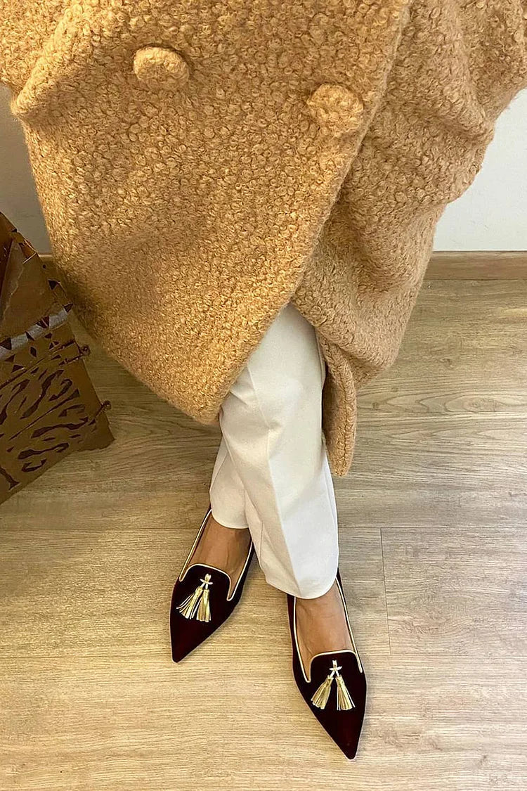 Beatrice - Preppy Women's Comfort Loafers with Pointed Toe and Tassel Detail