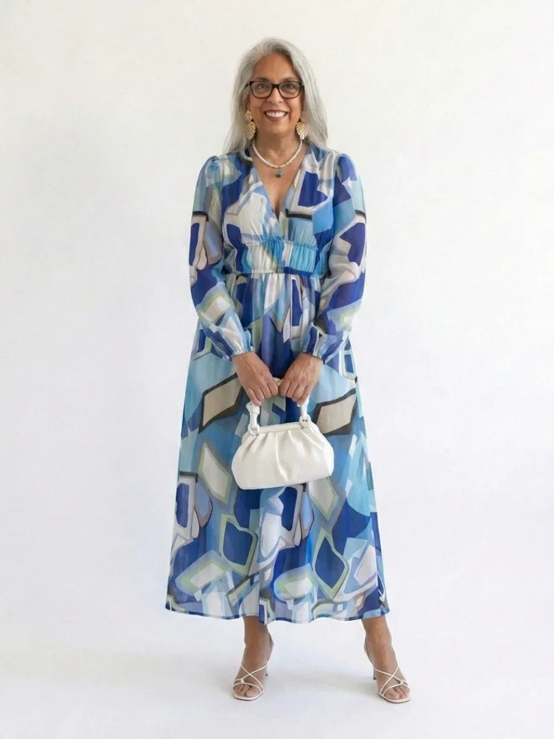 Charlotte - Boho Women's Summer Maxi Dress with V-Neck and Floral Print