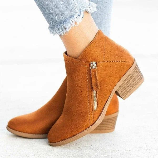 Chloe - Chic Comfort Heels for Women with Zip-Up Ankle Design