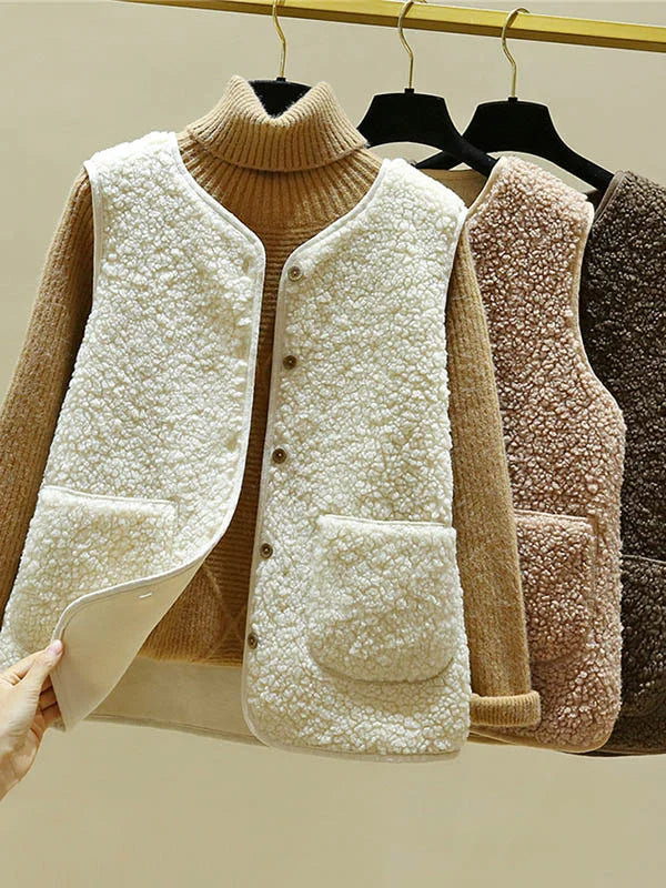 Emily - Women's Wool Style Bodywarmer for Autumn with Patch Pockets