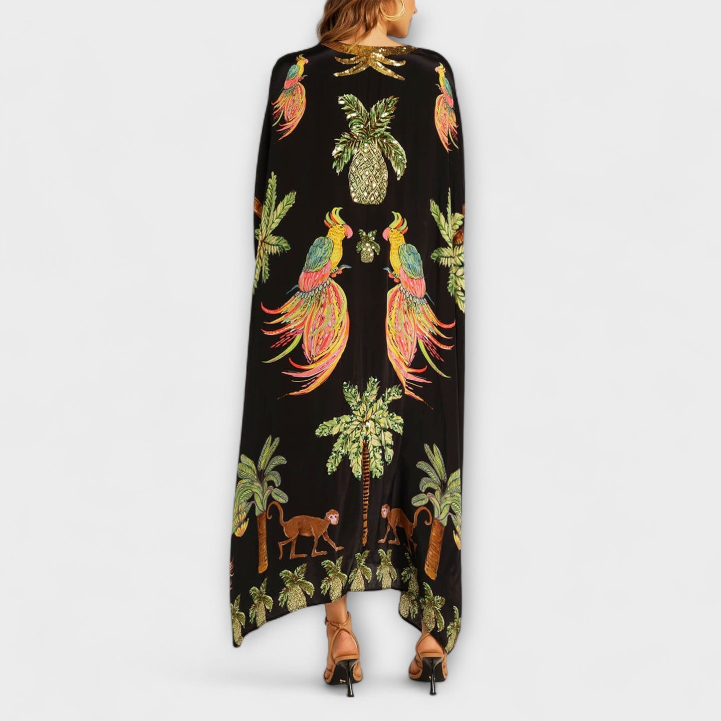 Freya - Casual Women's Maxi Dress with V-Neck and Flowy Kaftan Silhouette