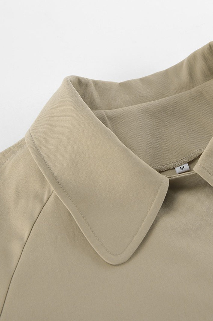 Olivia - Women's Short Trench Coat with Belted Waist and Double Breasted Buttons