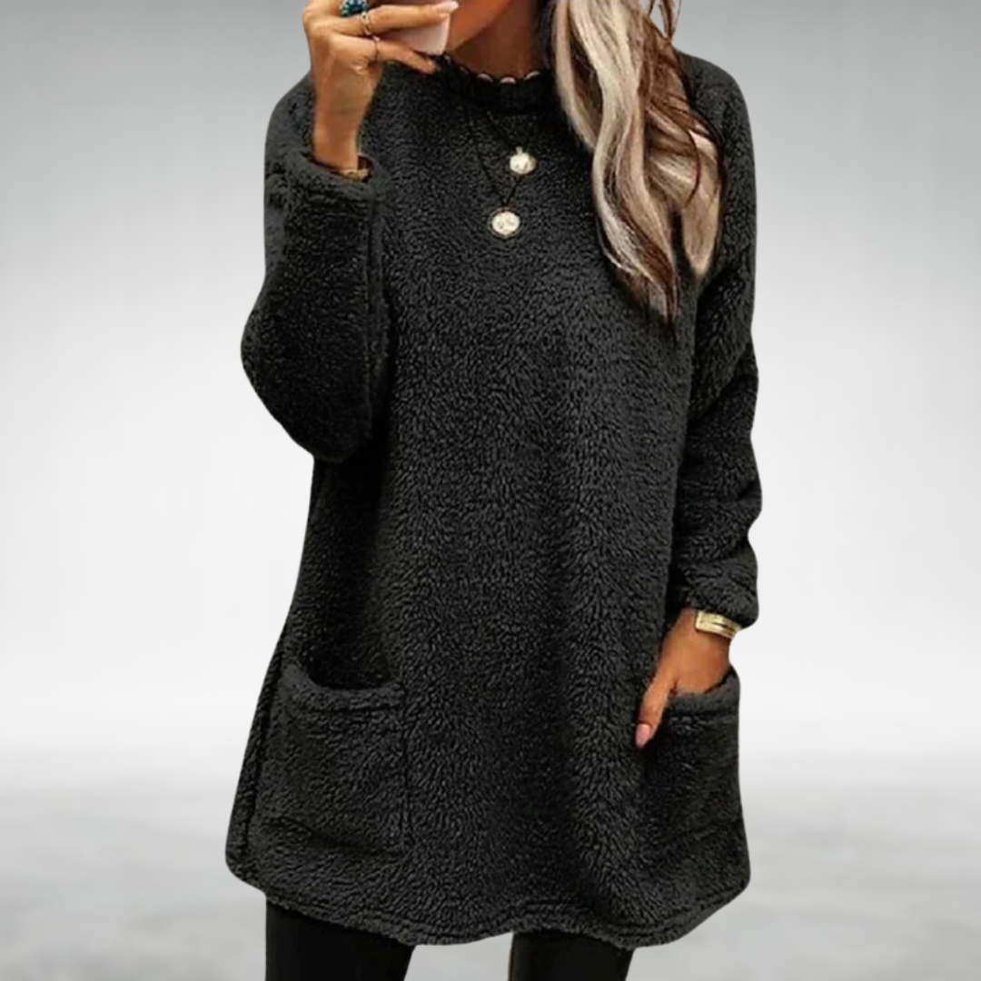 Rosie - Women's Fleece Oversized Pullover with Pockets for Autumn