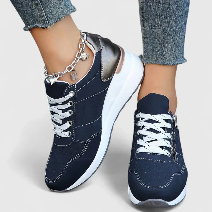 Sophie - Casual Women's Orthopedic Trainers with Side Zip and Two-Tone Design