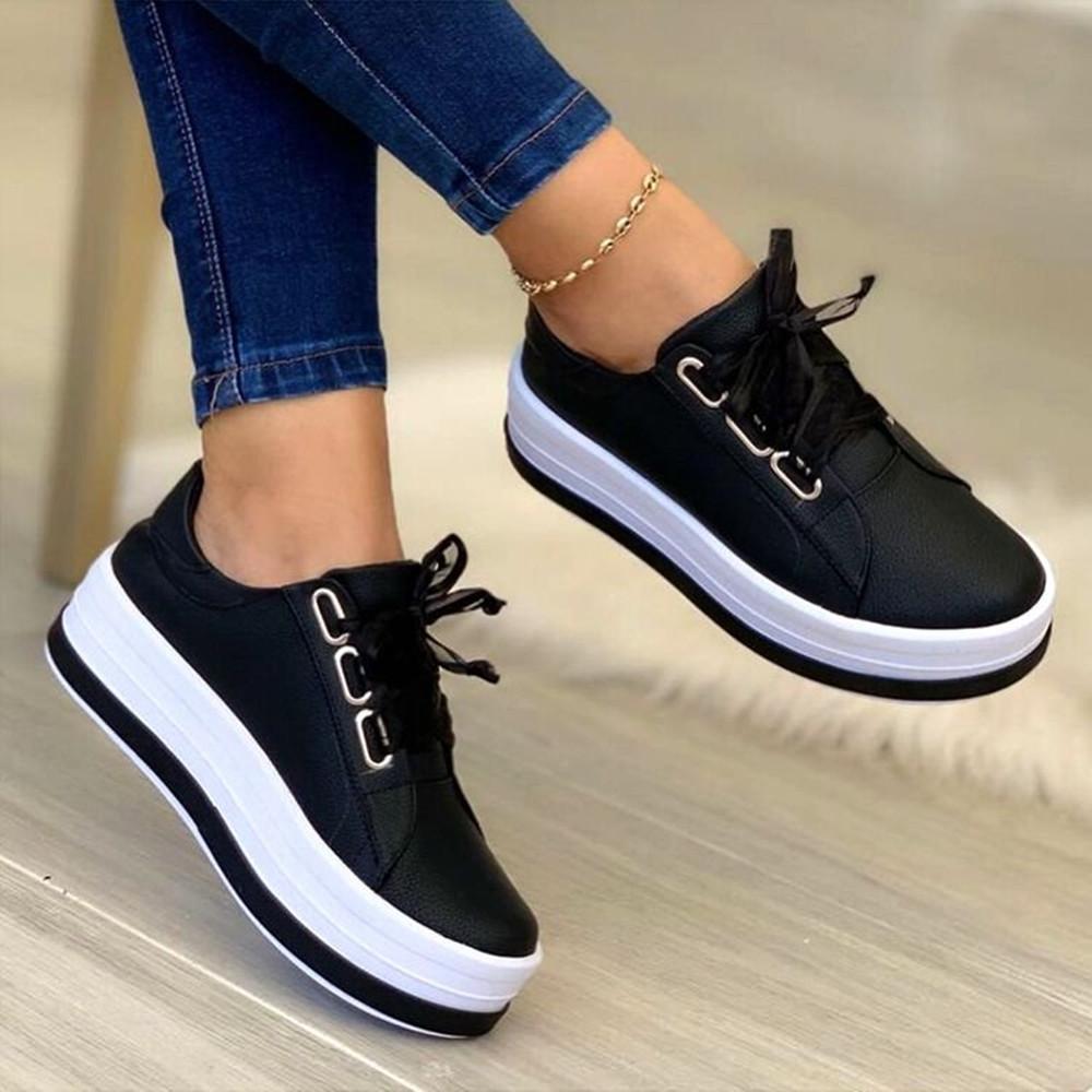 Wren - Chic Women's Comfort Trainers with Platform Sole and Ribbon Lace Tie