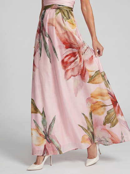 Amelia - Elegant Women's Wedding Guest Maxi Dress with Halter Neck and Floral Print