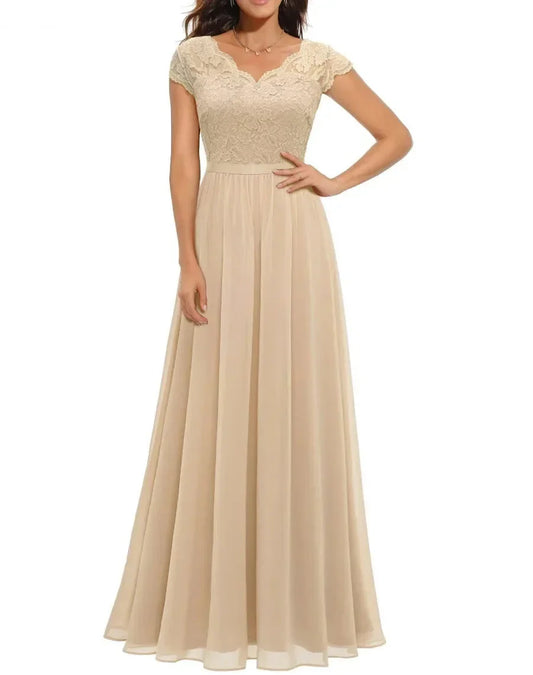 Amelia - Formal Women's Wedding Guest Dress with Three Quarter Sleeves and Flowing Skirt