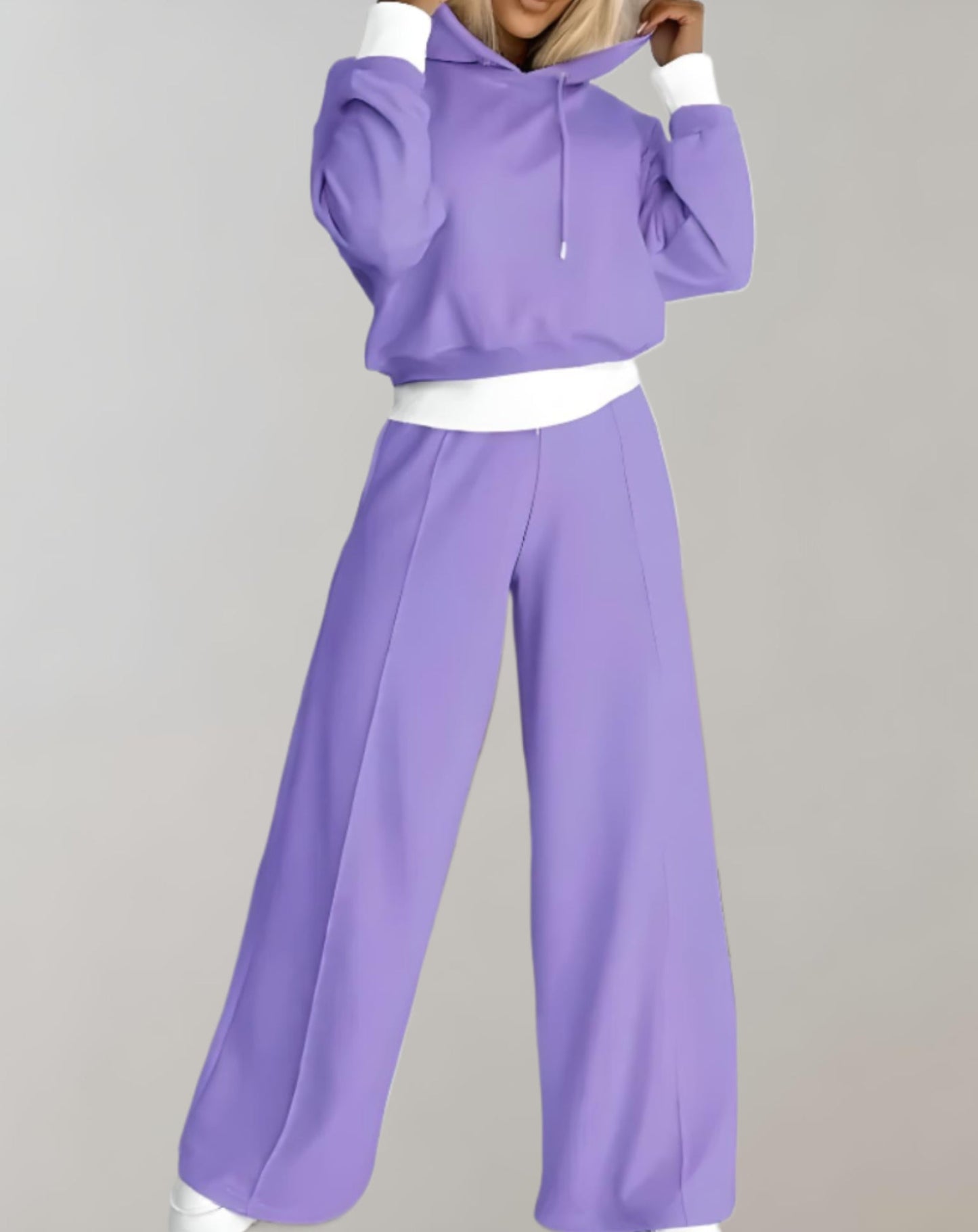 Amelia - Women's Comfort Loungewear Set with Cropped Hoodie and Wide Leg