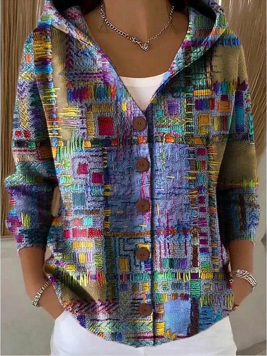 Amelia - Women's Cozy Cardigan with Hood and Button Front for Autumn