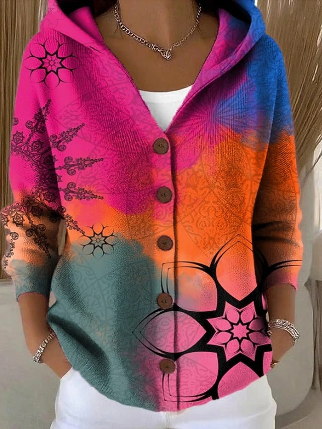 Amelia - Women's Cozy Cardigan with Hood and Button Front for Autumn