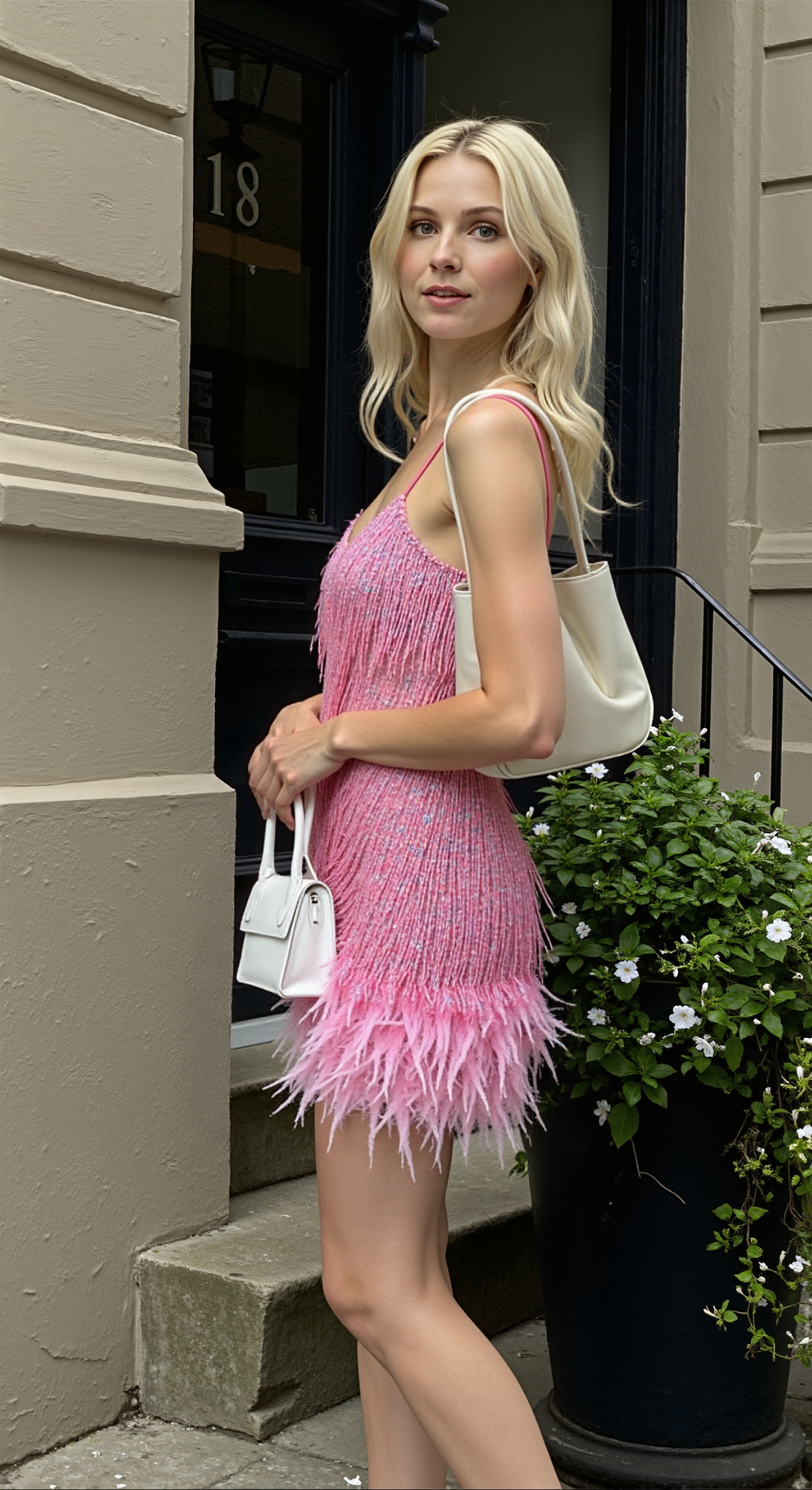 Aurora - Formal Women's Summer Dress with Spaghetti Straps and Fringe Detail