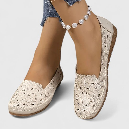 Charlotte - Flowy Comfort Sandals for Women with Floral Cutout Design