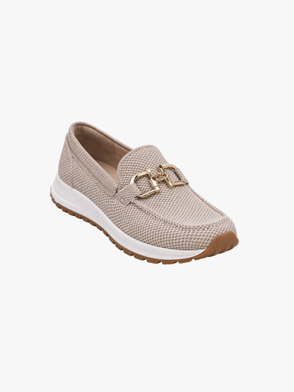 Charlotte - Smart Women's Comfort Loafers with Gold Buckle and Platform Sole