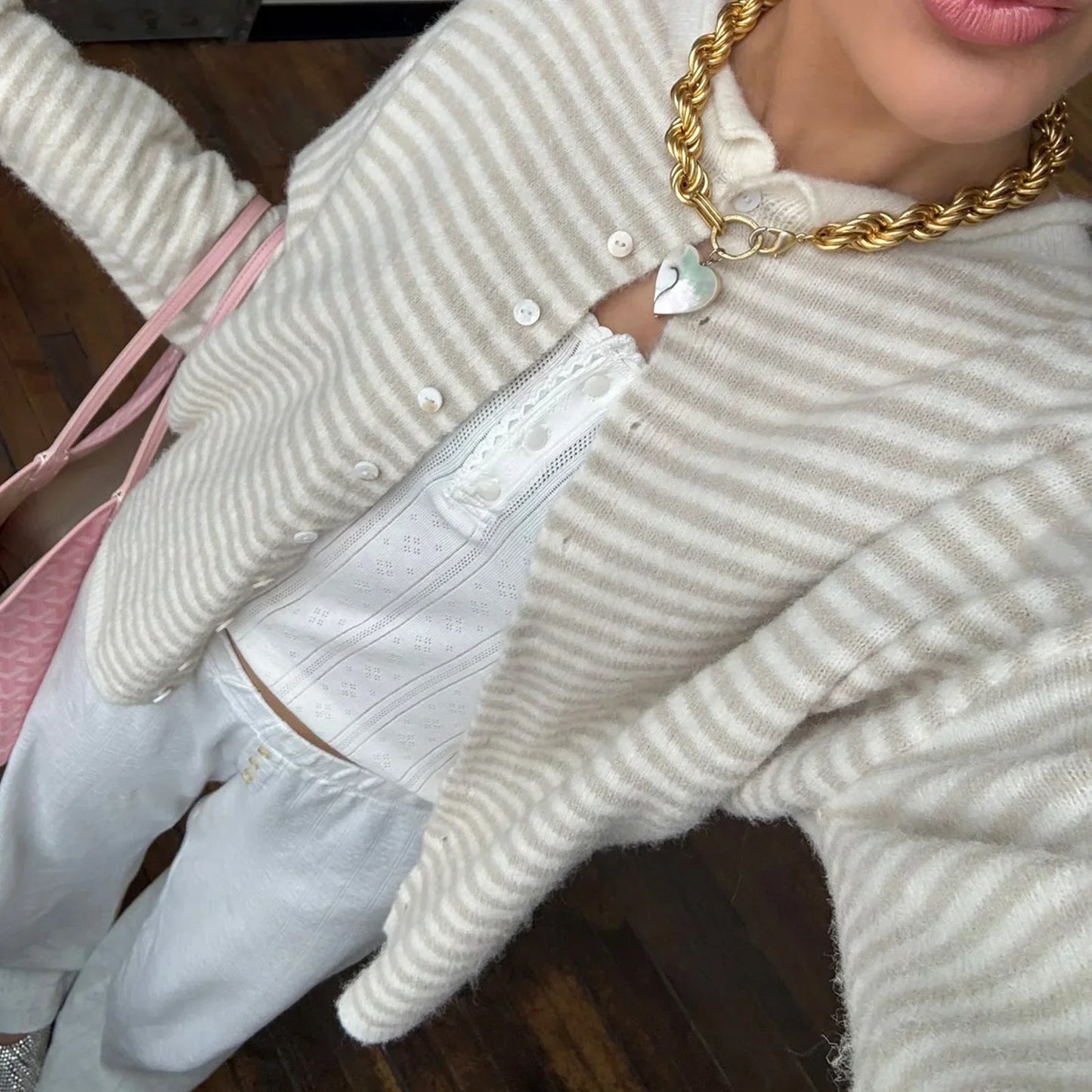 Charlotte - Women's Cardigans Wool Style for Autumn with Stripe Detail