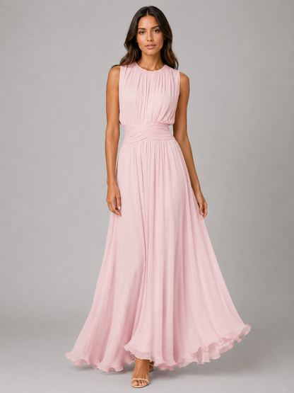 Charlotte - Women's Wedding Guest Maxi Dress for Autumn with Ruched Waist Detail