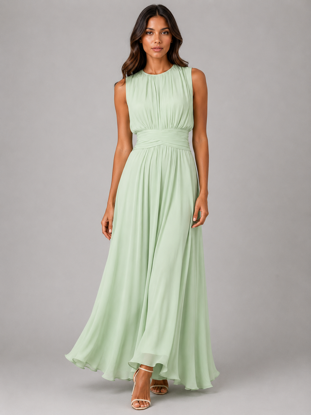 Charlotte - Women's Wedding Guest Maxi Dress for Autumn with Ruched Waist Detail