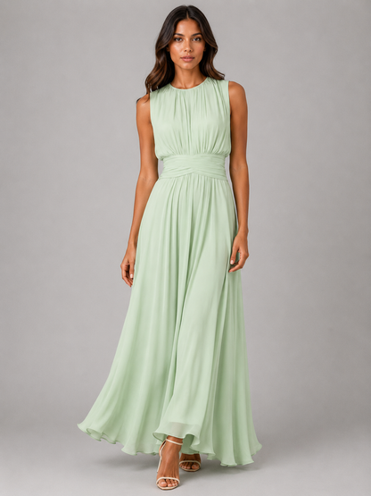 Charlotte - Women's Wedding Guest Maxi Dress for Autumn with Ruched Waist Detail