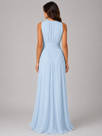 Charlotte - Women's Wedding Guest Maxi Dress for Autumn with Ruched Waist Detail