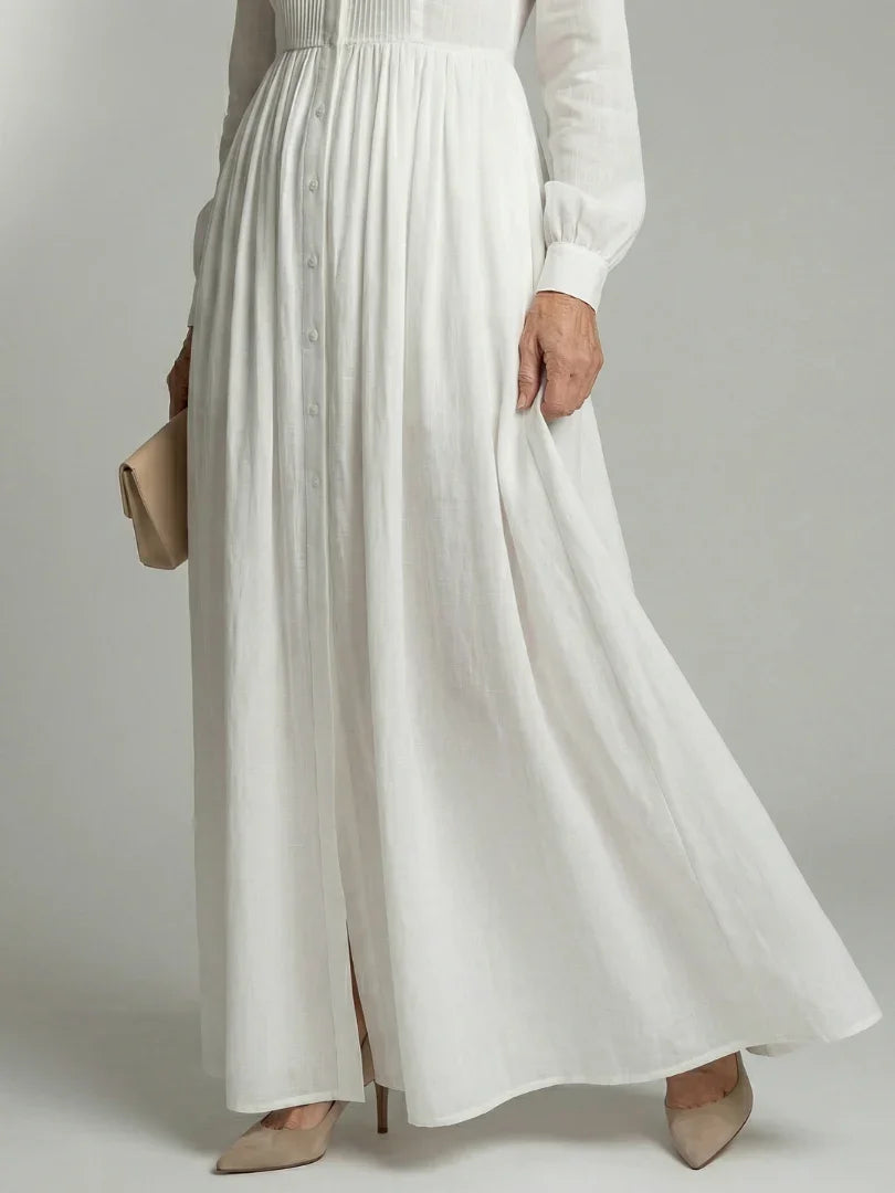 Chloe - Elegant Women's Wedding Guest Maxi Dress with Collar and Pleated Bodice
