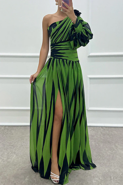 Chloe - Glamorous Women's Wedding Guest Maxi Dress with One Shoulder and Front Split