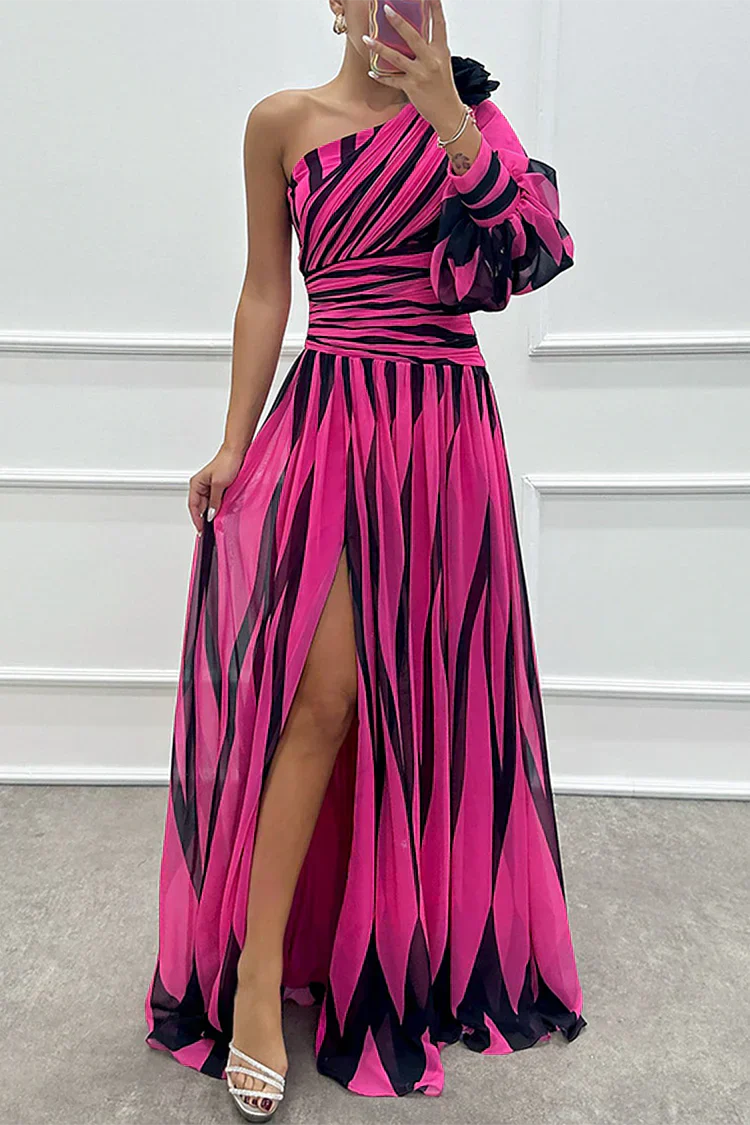 Chloe - Glamorous Women's Wedding Guest Maxi Dress with One Shoulder and Front Split