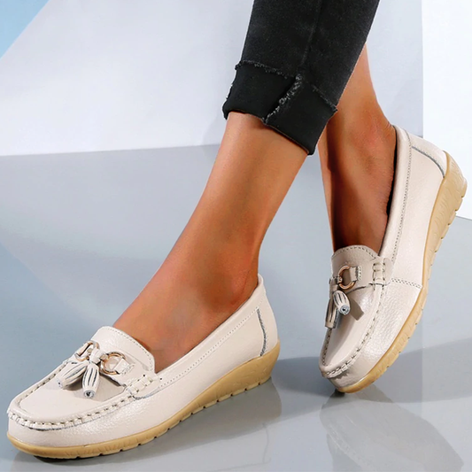 Constance - Preppy Women's Orthopedic Loafers with Tassel Detail and Wedge Sole