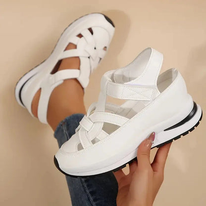 Daisy - Casual Women's Orthopedic Platform Sandals with Cut-Out Upper and Hook and Loop Fastening