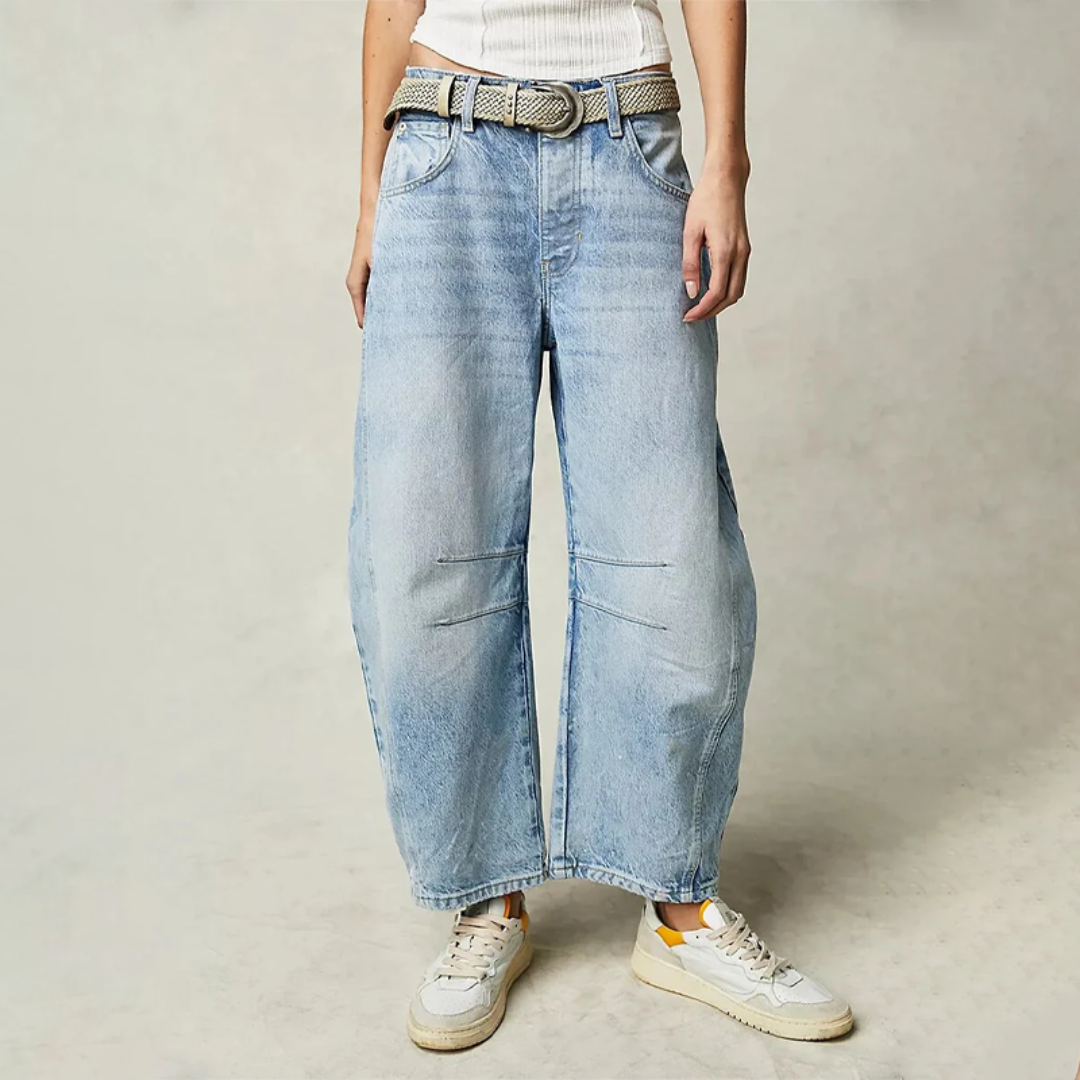 Daisy - Women's Autumn Baggy Jeans with Barrel Leg and Mid Rise Fit