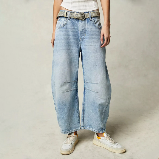 Daisy - Women's Autumn Baggy Jeans with Barrel Leg and Mid Rise Fit