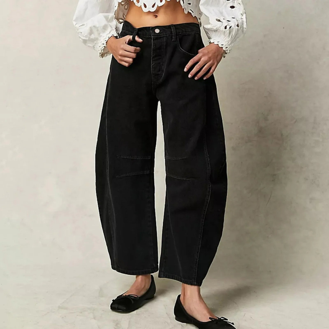 Daisy - Women's Autumn Baggy Jeans with Barrel Leg and Mid Rise Fit