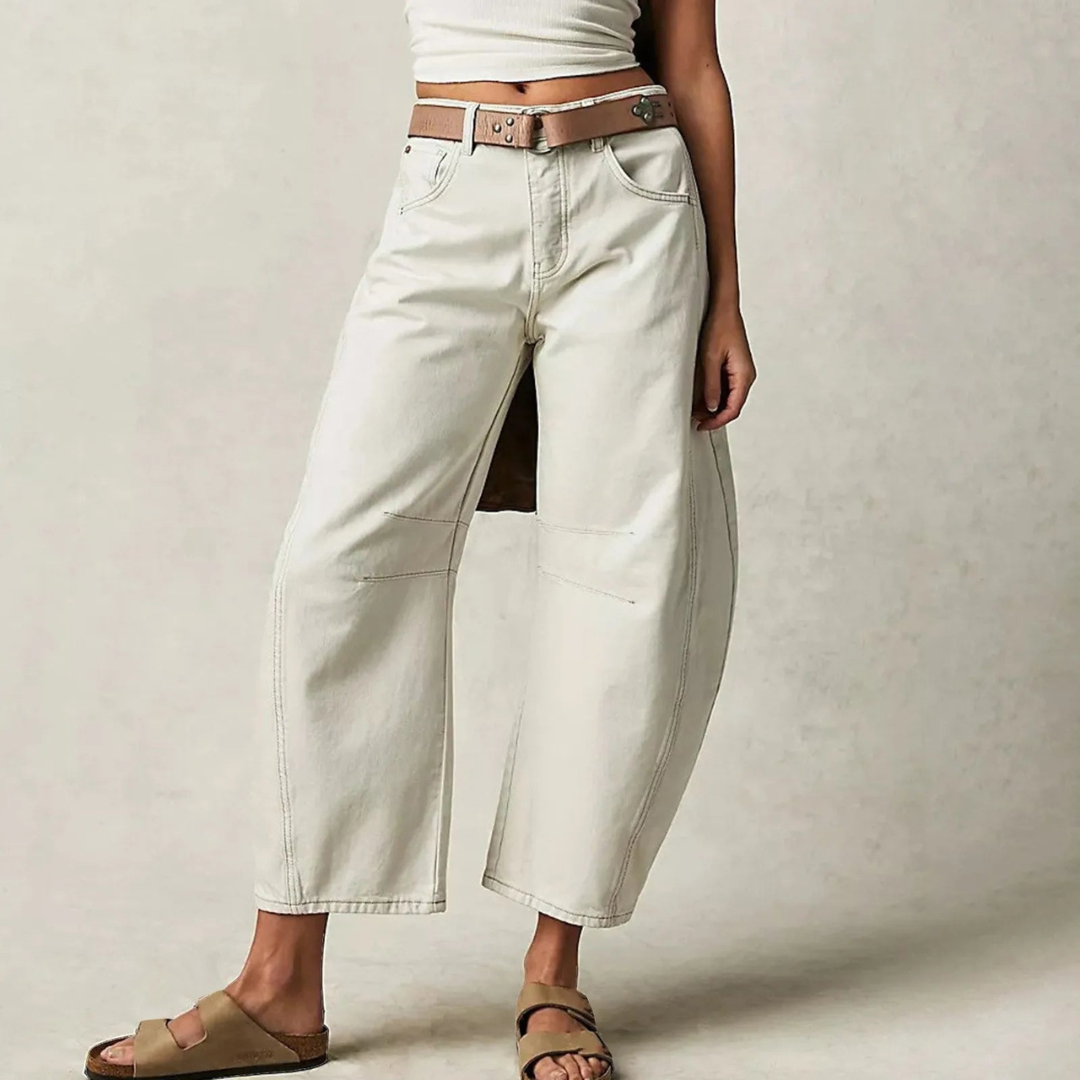 Daisy - Women's Autumn Baggy Jeans with Barrel Leg and Mid Rise Fit