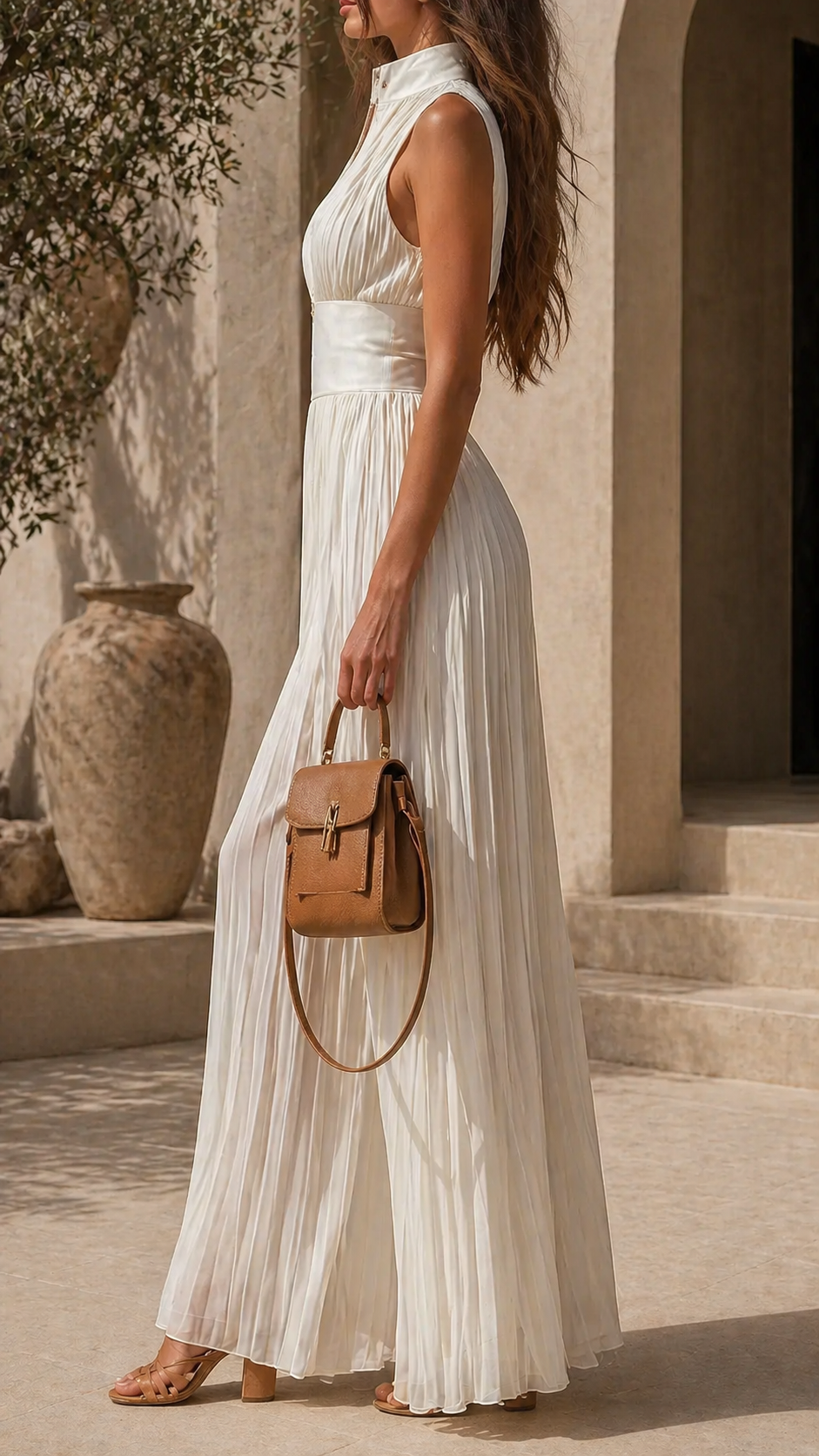 Eleanor - Glam Women's Linen Jumpsuit with Corset Waist and Wide Legs