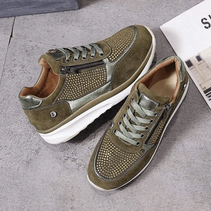 Ella - Glam Women's Comfort Trainers with Embellished Detail and Side Zip