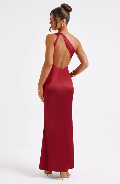 Ella - Elegant Women's Wedding Guest Maxi Dress with One Shoulder and Ruched Detail