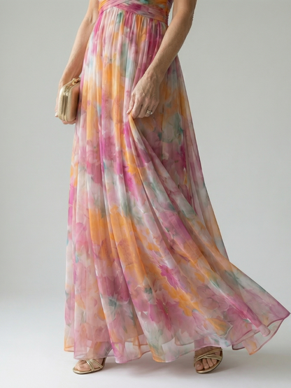 Emily - Boho Women's Maxi Dress with V-Neckline and Wrap Bodice