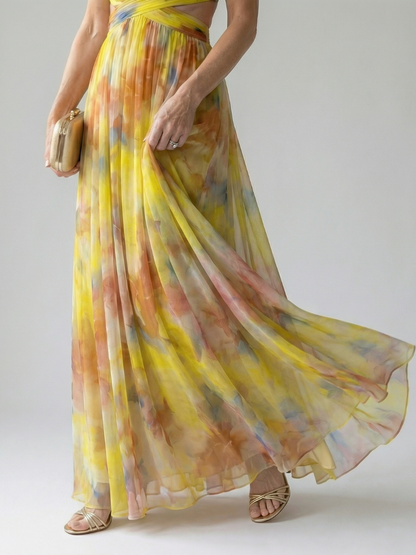 Emily - Boho Women's Maxi Dress with V-Neckline and Wrap Bodice