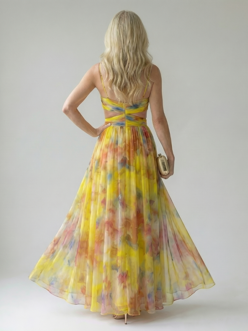 Emily - Boho Women's Maxi Dress with V-Neckline and Wrap Bodice