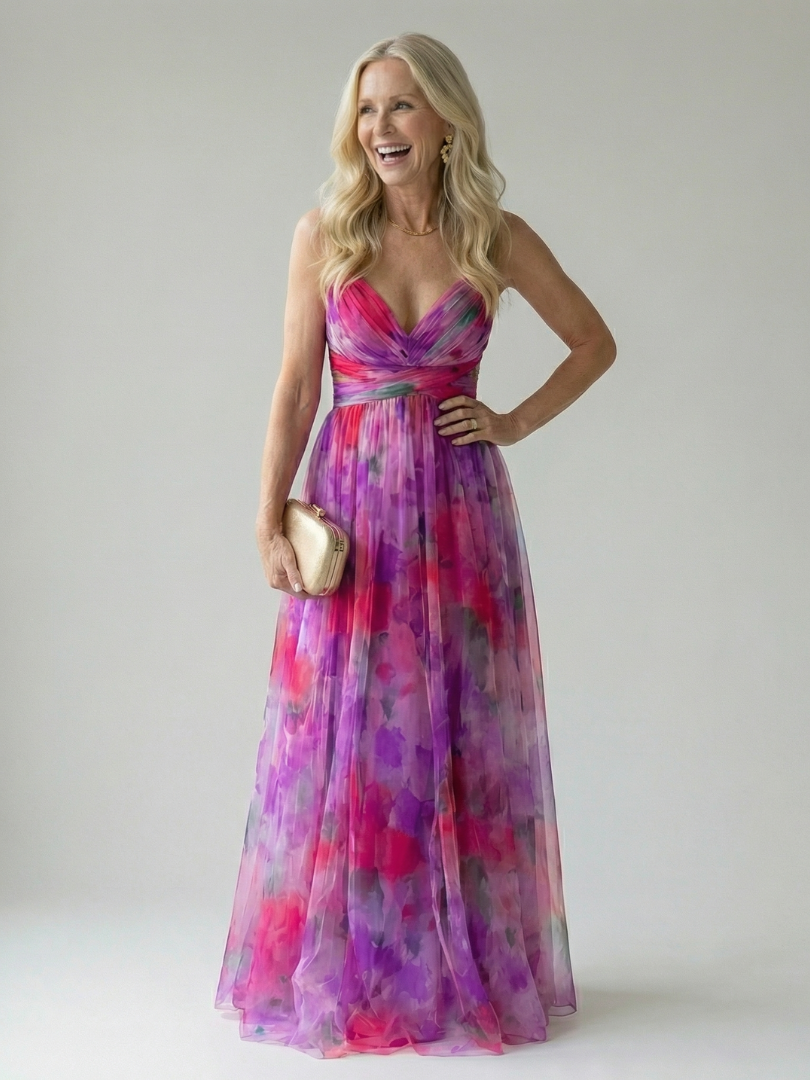 Emily - Boho Women's Maxi Dress with V-Neckline and Wrap Bodice
