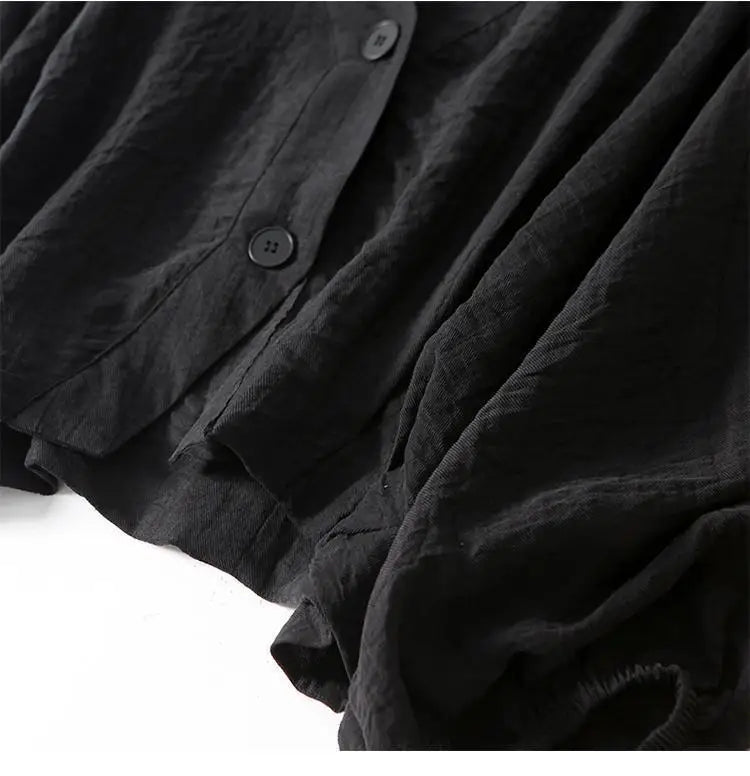 Emily - Casual Women's Linen Blouse with V-Neck and Lantern Sleeves