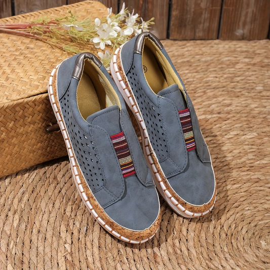 Emily - Casual Women's Orthopedic Slip On Shoes with Perforated Upper and Two-Tone Sole
