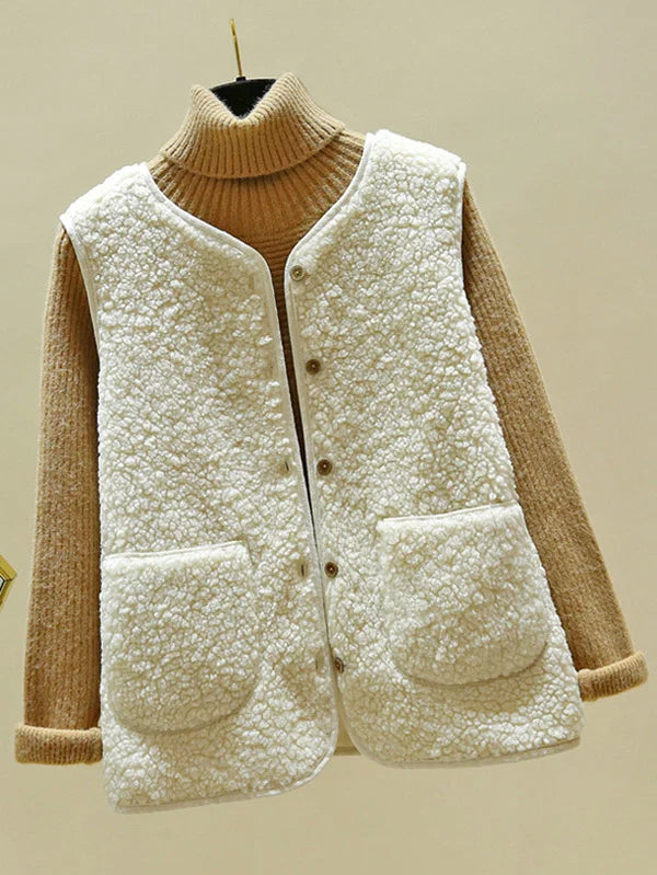 Emily - Women's Wool Style Bodywarmer for Autumn with Patch Pockets
