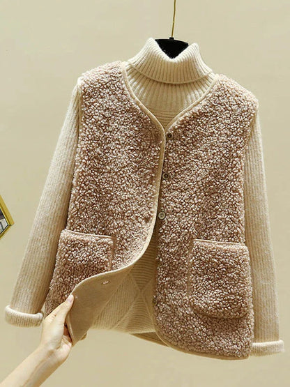 Emily - Women's Wool Style Bodywarmer for Autumn with Patch Pockets