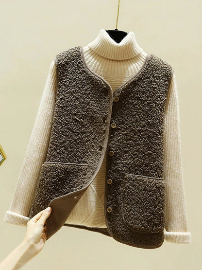 Emily - Women's Wool Style Bodywarmer for Autumn with Patch Pockets
