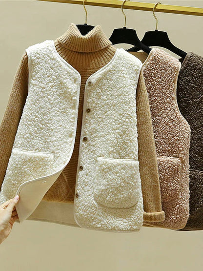 Emily - Women's Wool Style Bodywarmer for Autumn with Patch Pockets