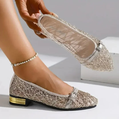 Esme - Chic Women's Comfort Loafers with Pointed Toe and Low Block Heel