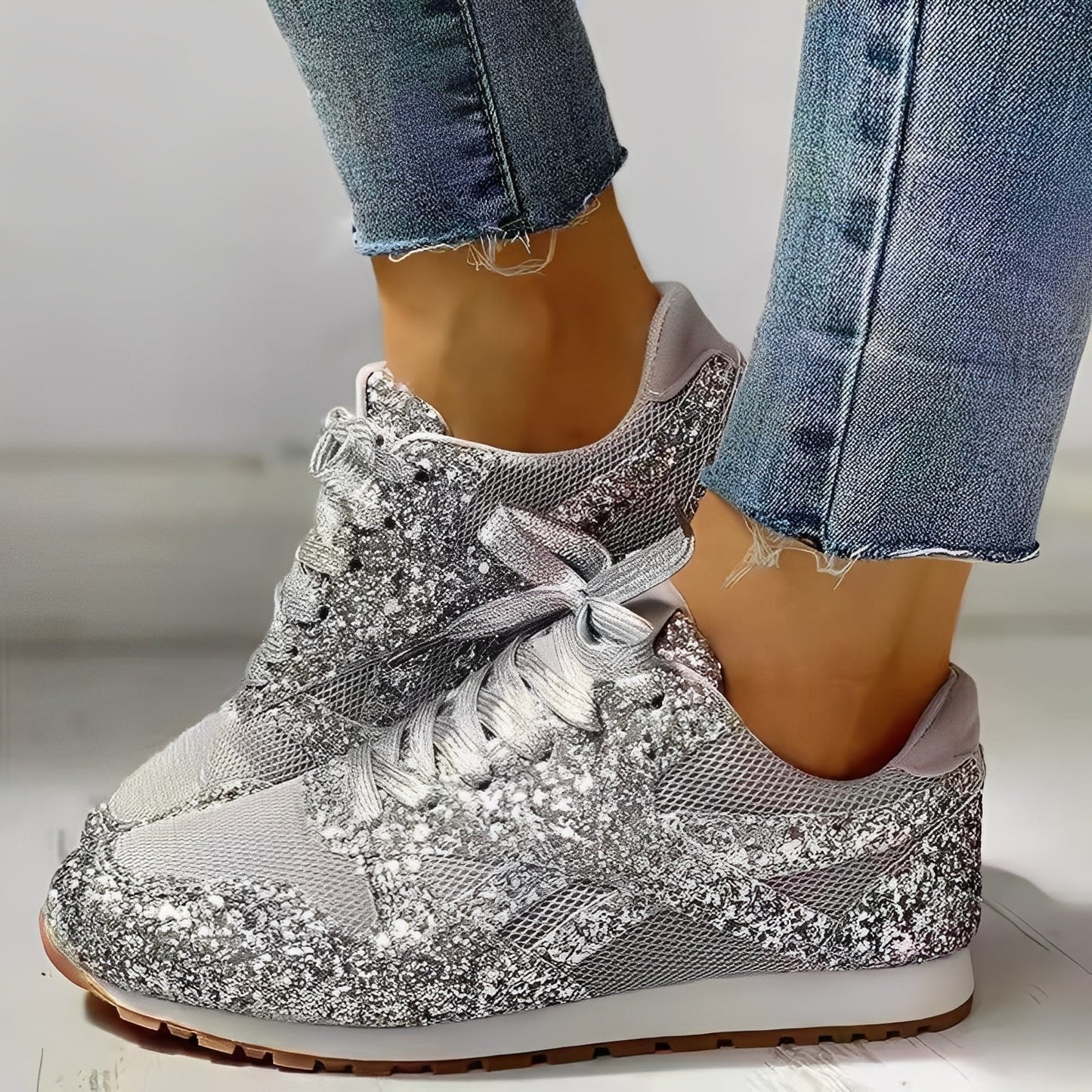 Florence - Glam Women's Trainers with All-Over Glitter Upper and Cushioned Sole