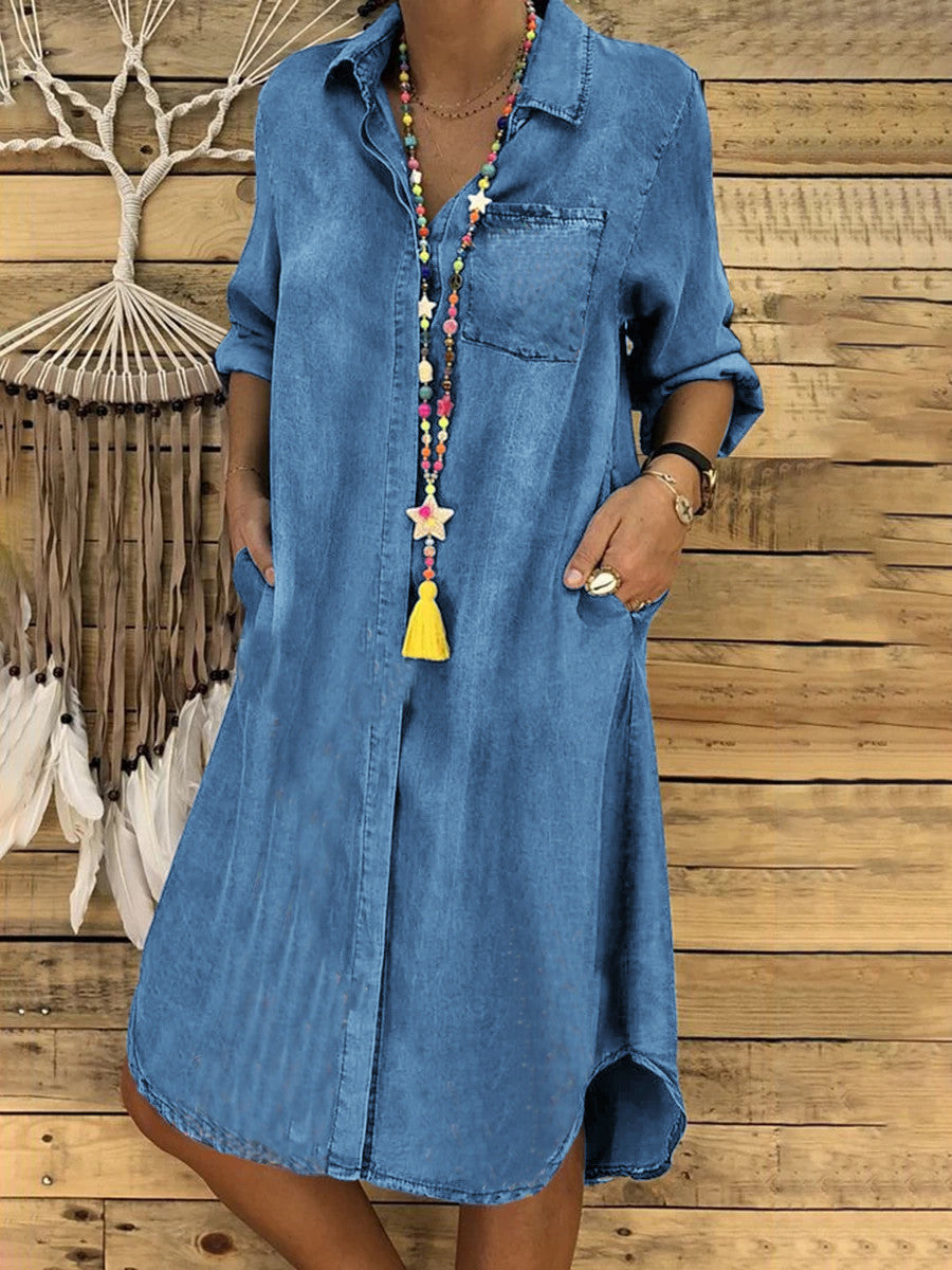 Florence - Casual Women's Summer Shirt Dress with Collar and Button Front