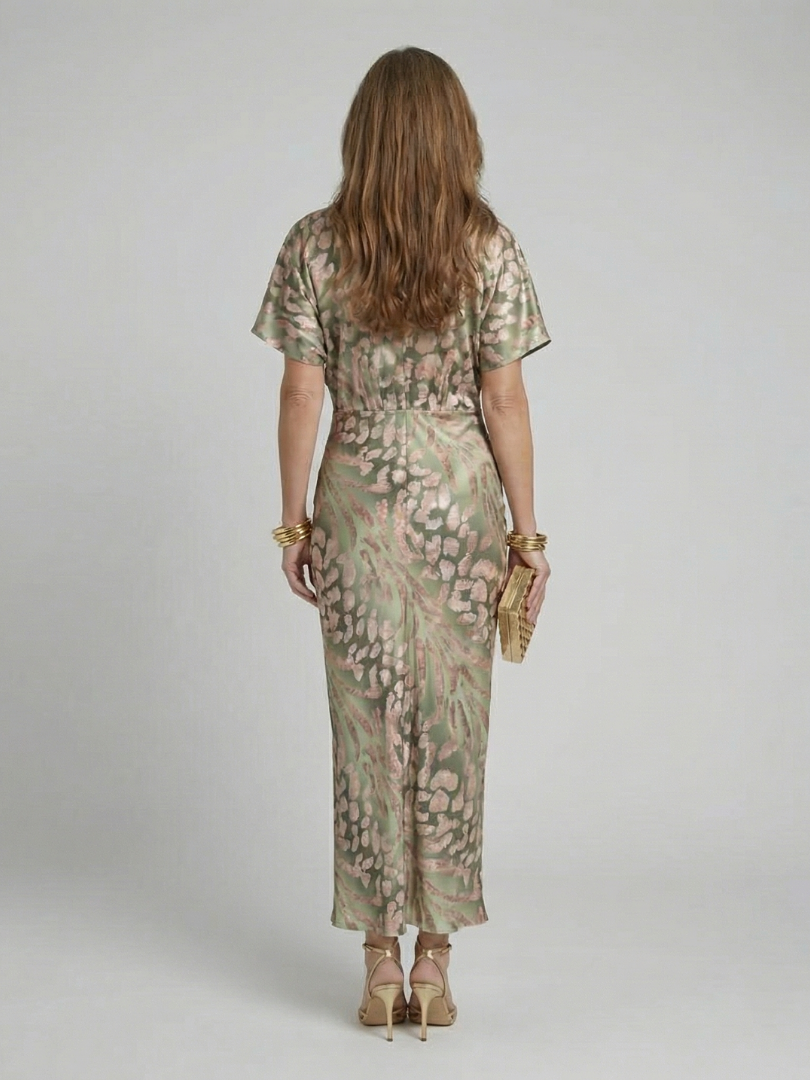 Florence - Vintage Women's Maxi Dress with Twist Front and Kimono Sleeves