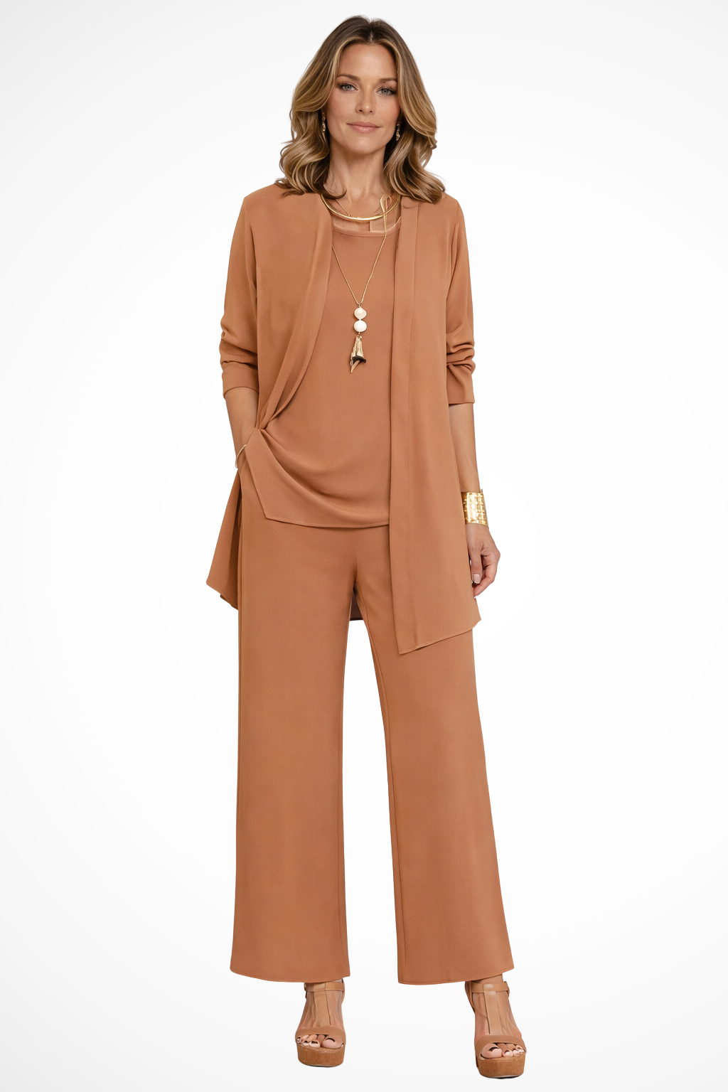 Florence - Women's Elegant Occasion Trouser Set with Waterfall Jacket